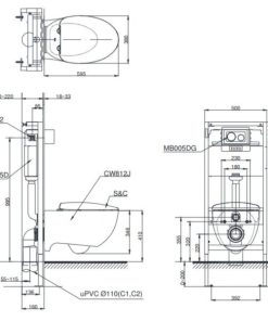 Bồn cầu treo tường TOTO CW812JWS/WH035D/MB005DCP - 5