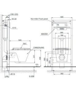 Bồn cầu treo tường TOTO CW822NJWS/WH035D/MB005DCP - 5