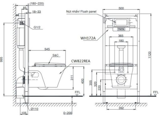 Thân cầu treo tường TOTO CW822NJWS - 3