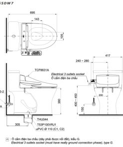 Bồn cầu 1 khối TOTO MS855DW7 - 6