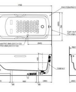 Bồn tắm chân yếm TOTO PAY1735VC/TBVF411 - 6 Bồn tắm chân yếm TOTO PAY1735VC/TBVF411 - 5