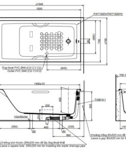 Bồn tắm xây TOTO PAY1520HV#W/TVBF411 - 6 Bồn tắm xây TOTO PAY1520HV#W/TVBF411 - 5