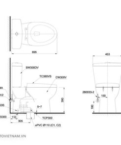 Bồn cầu 2 khối TOTO CS300DRE4 - 5