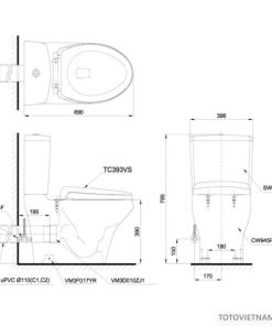 BỒN CẦU 2 KHỐI THOÁT NGANG TOTO CS945PDW6 - 7 BỒN CẦU 2 KHỐI THOÁT NGANG TOTO CS945PDW6 - 6