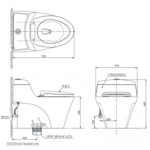 Bồn cầu 1 khối TOTO CW823NW/FW4 - 5