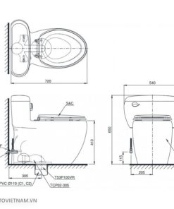 Bồn cầu 1 khối TOTO MS366E2 - 7 Bồn cầu 1 khối TOTO MS366E2 - 6