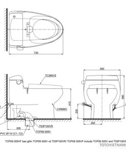 Bồn cầu 1 khối TOTO MS688T3 - 6
