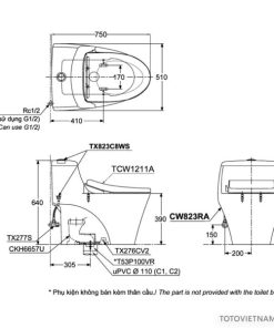 Bồn cầu 1 khối TOTO MS823RAE4 - 6