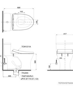 Bồn cầu 1 khối TOTO MS855DE4 - 7 Bồn cầu 1 khối TOTO MS855DE4 - 6