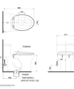 Bồn cầu 1 khối TOTO MS855DW4 - 7 Bồn cầu 1 khối TOTO MS855DW4 - 6