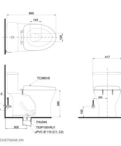 Bồn cầu 1 khối TOTO MS855DW6, nắp rửa Washlet - 6