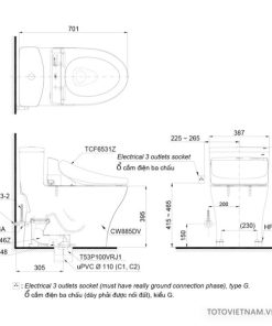 Bồn cầu 1 khối TOTO MS885DW6 - 6