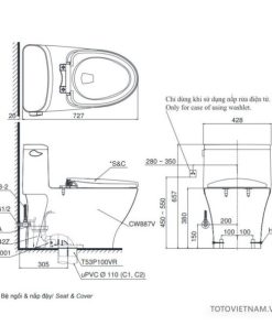 Bồn cầu 1 khối TOTO MS887T2 – Chính hãng - 6