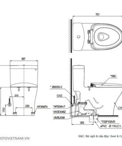 Bồn cầu 1 khối nắp rửa lạnh TOTO MS889DE2 - 6