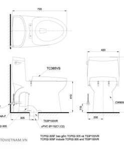 BỒN CẦU 1 KHỐI TOTO MS905W6 - 6
