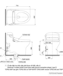 Bồn cầu 1 khối TOTO MS914CRW12 – Nắp rửa điện tử - 6