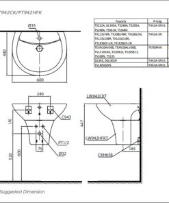 Chậu rửa lavabo TOTO LT942CK/PT942HFK - 6 Chậu rửa lavabo TOTO LT942CK/PT942HFK - 5