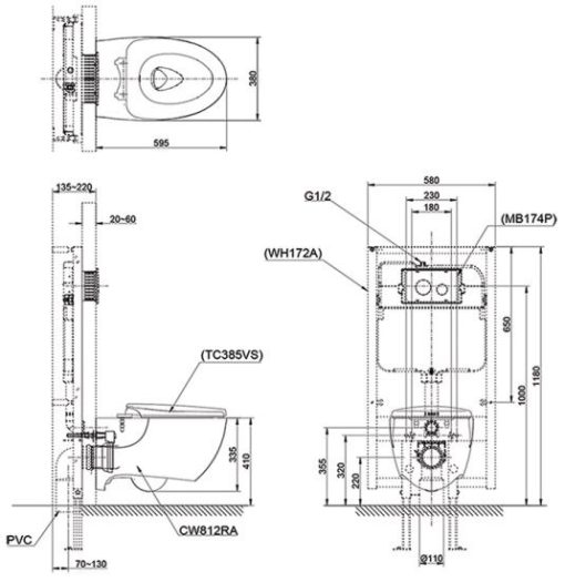 Thân cầu treo tường TOTO CW812RA/TCF4911Z - 3