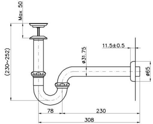 Cổ thoát nước kèm ống thải chữ P TOTO TX709AV6 - 3