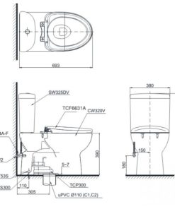 Bồn cầu 2 khối TOTO CS325DRW7 - 6