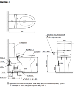 Bồn cầu 2 khối TOTO CS320DRW11 nắp Washlet - 6