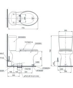 Bồn cầu 2 khối TOTO CS350DW7 - 7 Bồn cầu 2 khối TOTO CS350DW7 - 6