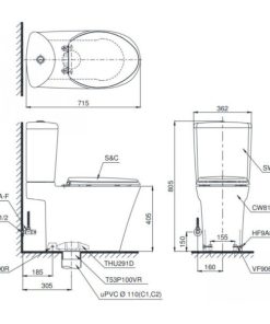 Bồn cầu 2 khối TOTO CS819DSW7 nắp WASHLET - 7 Bồn cầu 2 khối TOTO CS819DSW7 nắp WASHLET - 6