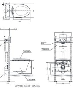 Bồn cầu treo tường TOTO CW192K/WH035D/MB005DNP - 6