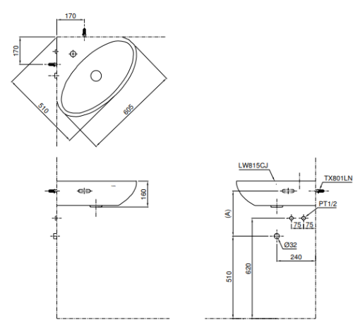 Chậu rửa lavabo TOTO LW815CJW/F - 3