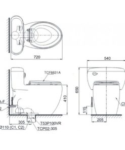 Bồn cầu 1 khối TOTO MS366W7 - 6