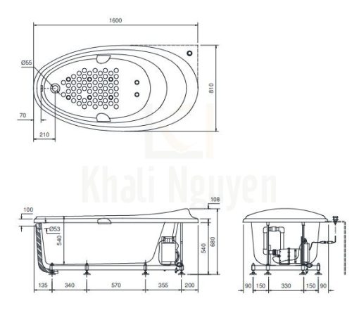 Bồn tắm ngọc trai TOTO PPYB1610RHPWE - 3