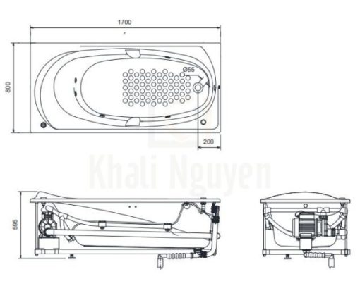 Bồn tắm massage ngọc trai TOTO TOTO PPYK1710ZLHPE#S/DB501R-2B - 3