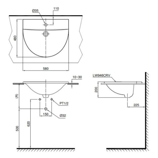 Chậu rửa lavabo dương vành TOTO L946CR - 3