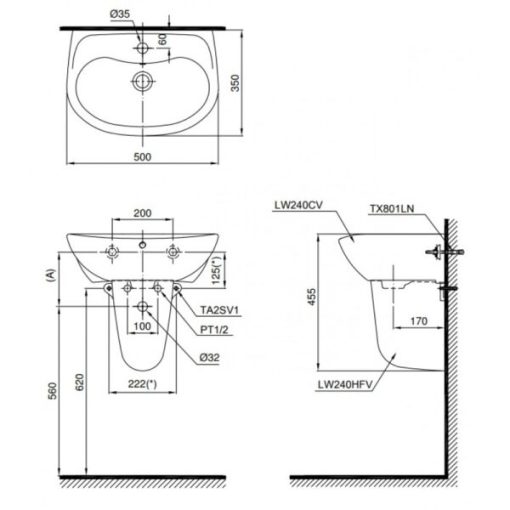 Chậu rửa lavabo TOTO LT240CS - 3