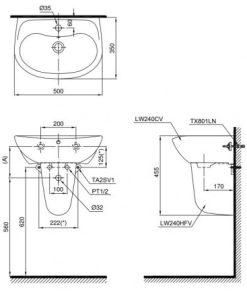 Chậu rửa lavabo TOTO LHT240CS - 5