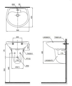 Chậu rửa lavabo TOTO LHT300CR - 5