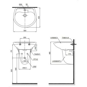 Chậu rửa lavabo TOTO LHT300CR - 5