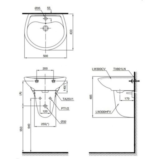 Chậu rửa lavabo TOTO LHT300CR - 3