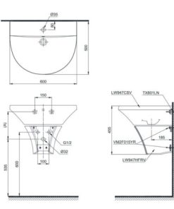Chậu rửa lavabo TOTO LHT947CS - 5