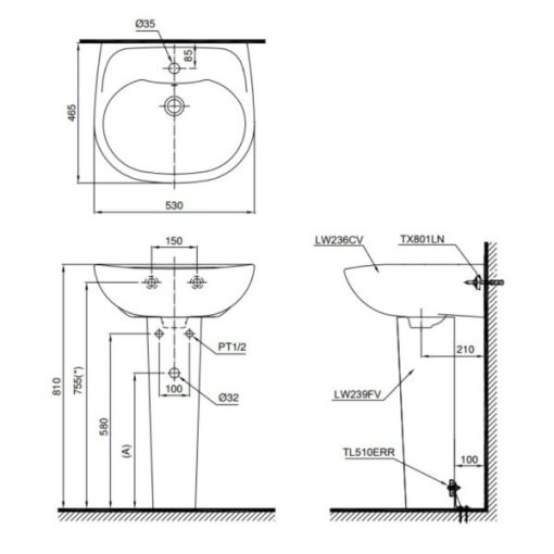 Chậu rửa lavabo TOTO LPT236CR - 3
