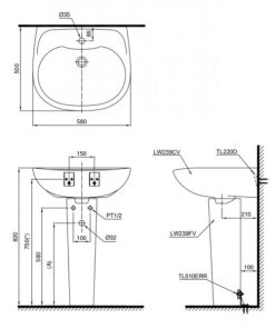 Chậu rửa lavabo TOTO LPT239CR - 5