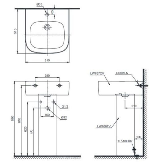 Chậu rửa lavabo TOTO LPT767C - 3