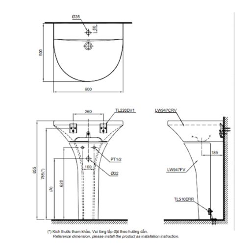 Chậu rửa lavabo TOTO LPT947CS - 3