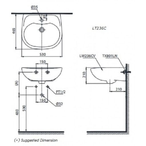 Chậu rửa lavabo TOTO LT236CR - 3