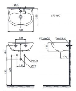 Chậu rửa lavabo TOTO LT240CR - 5