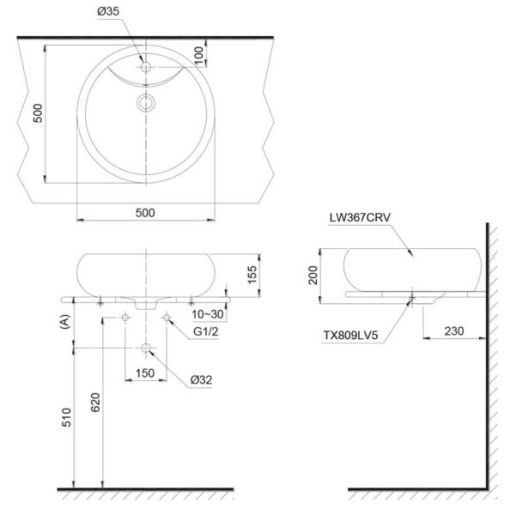 Chậu rửa lavabo đặt bàn TOTO LT367CR - 3