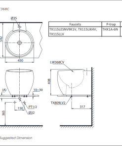 Chậu rửa lavabo đặt bàn TOTO LT368C - 6