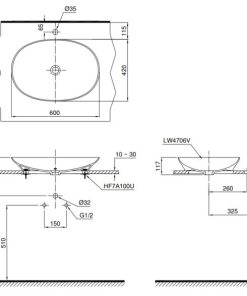 Chậu rửa lavabo đặt bàn cao cấp TOTO LT4706 - 6