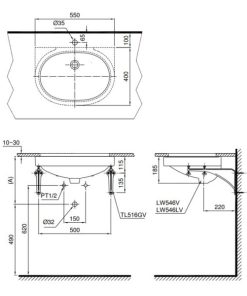 Chậu rửa lavabo âm bàn TOTO LT546 - 5
