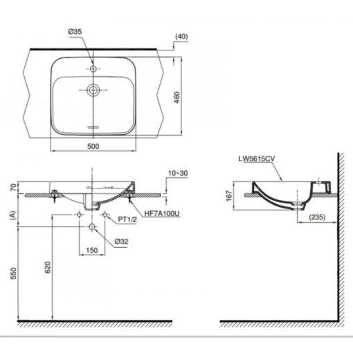 Chậu lavabo đặt bàn TOTO LT5615C - 3